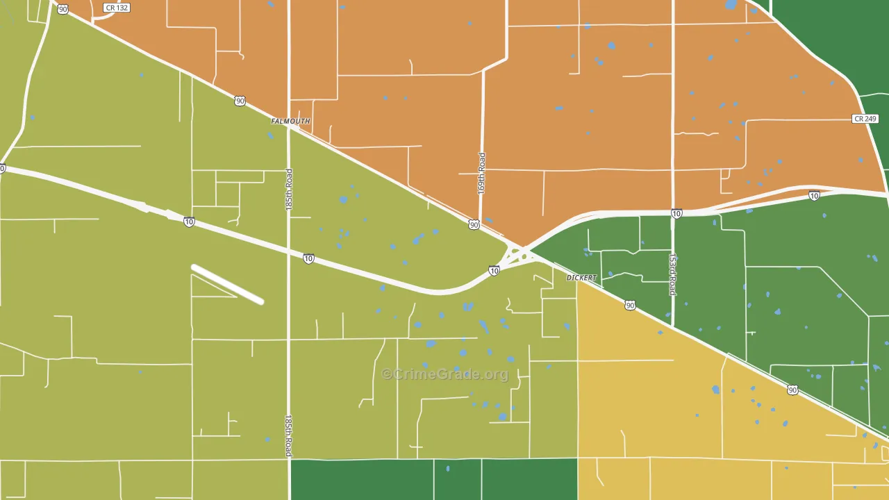 Falmouth, FL Map of Drug-Related Crime Rates