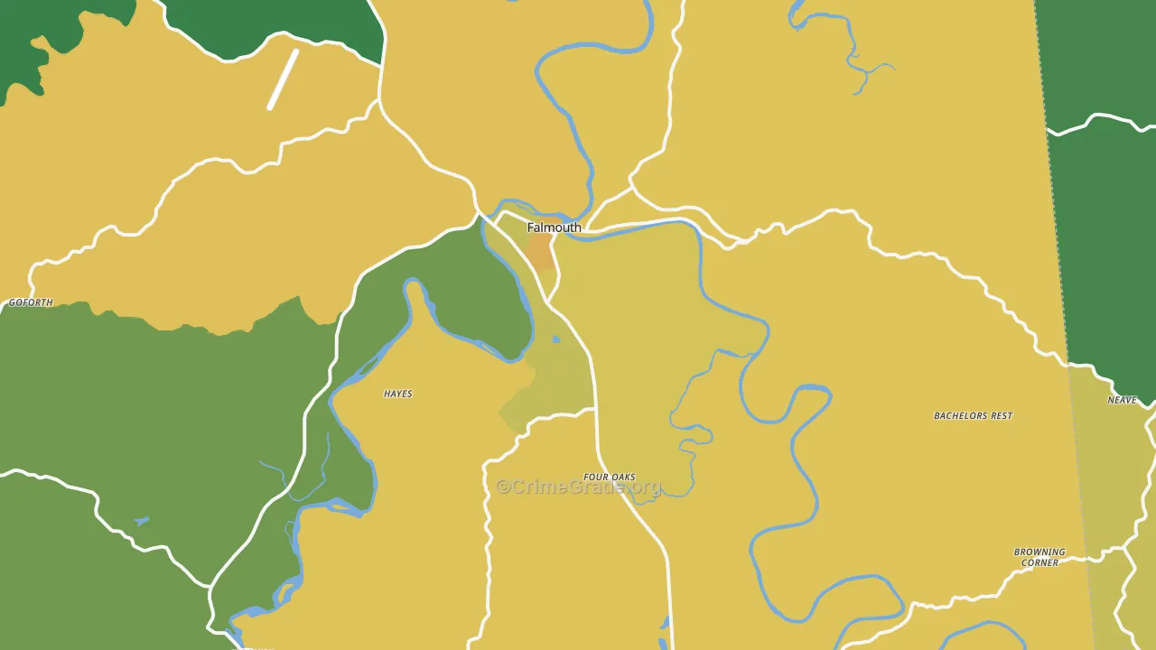 Falmouth, KY Map of Drug-Related Crime Rates