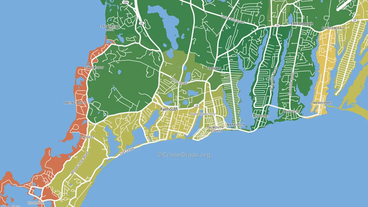 Falmouth, MA Map of Drug-Related Crime Rates