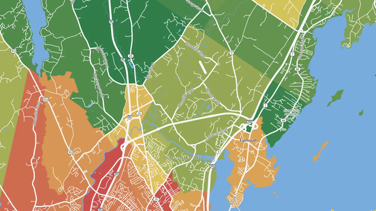 Falmouth, ME Map of Drug-Related Crime Rates