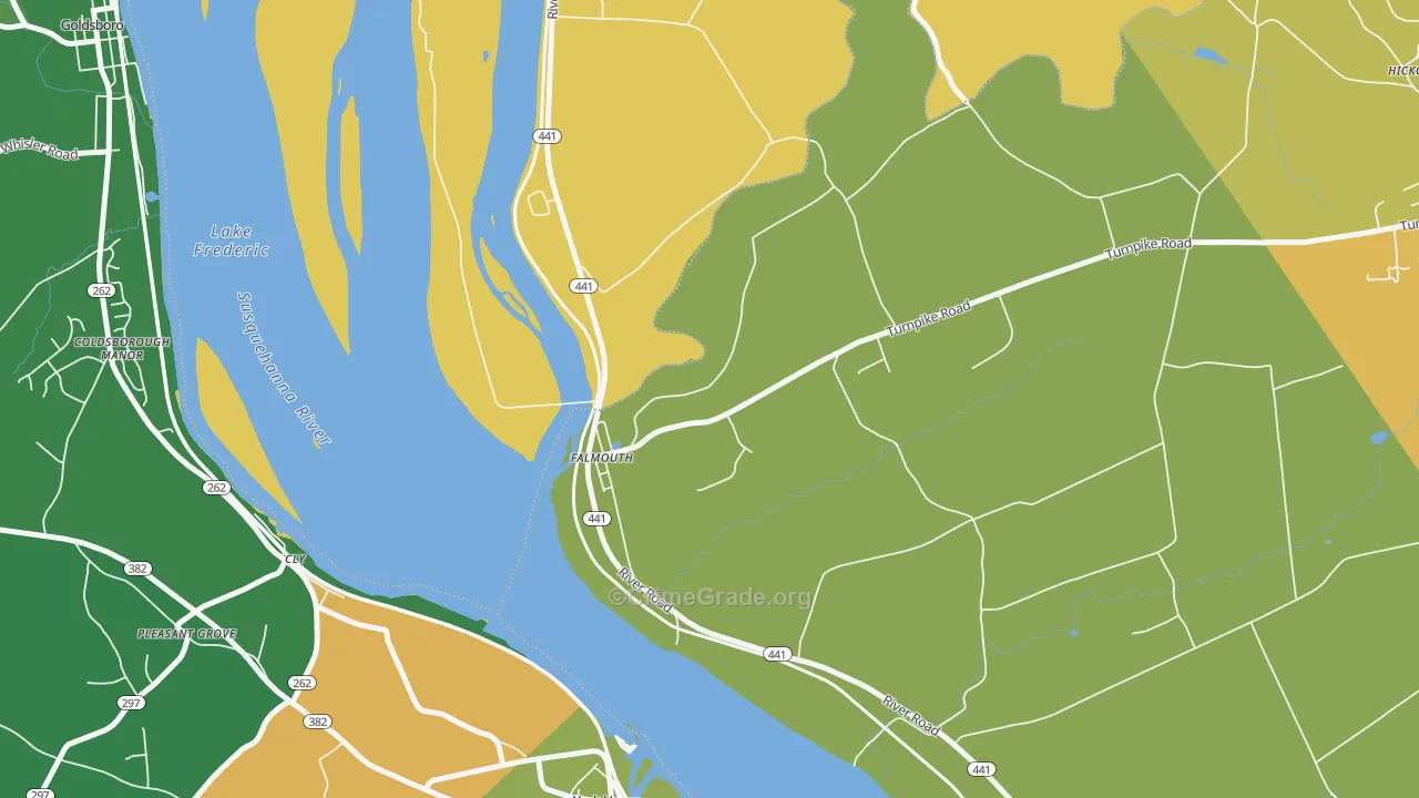 Falmouth, PA Map of Drug-Related Crime Rates