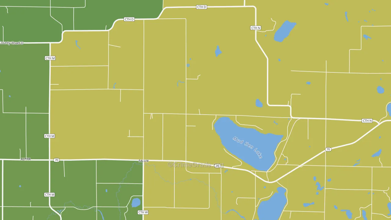 Falun, WI Map of Drug-Related Crime Rates