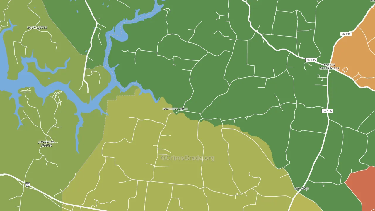 Fanchers Mills, TN Map of Drug-Related Crime Rates
