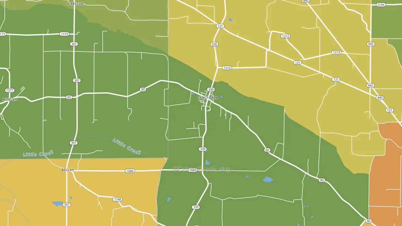 Fancy Farm, KY Map of Drug-Related Crime Rates