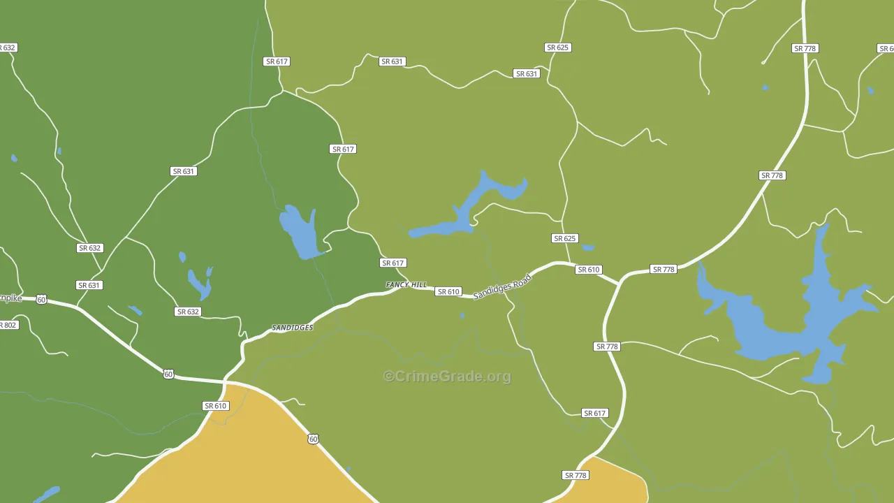 Fancy Hill, VA Map of Drug-Related Crime Rates