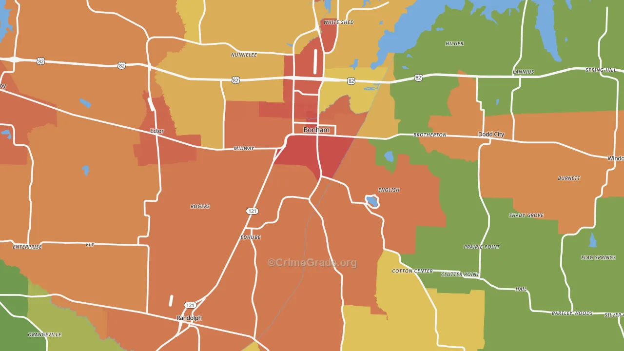 Fannin County, TX Map of Drug-Related Crime Rates