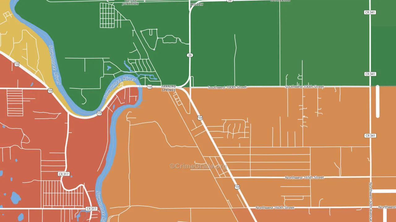 Fanning Springs, FL Map of Drug-Related Crime Rates