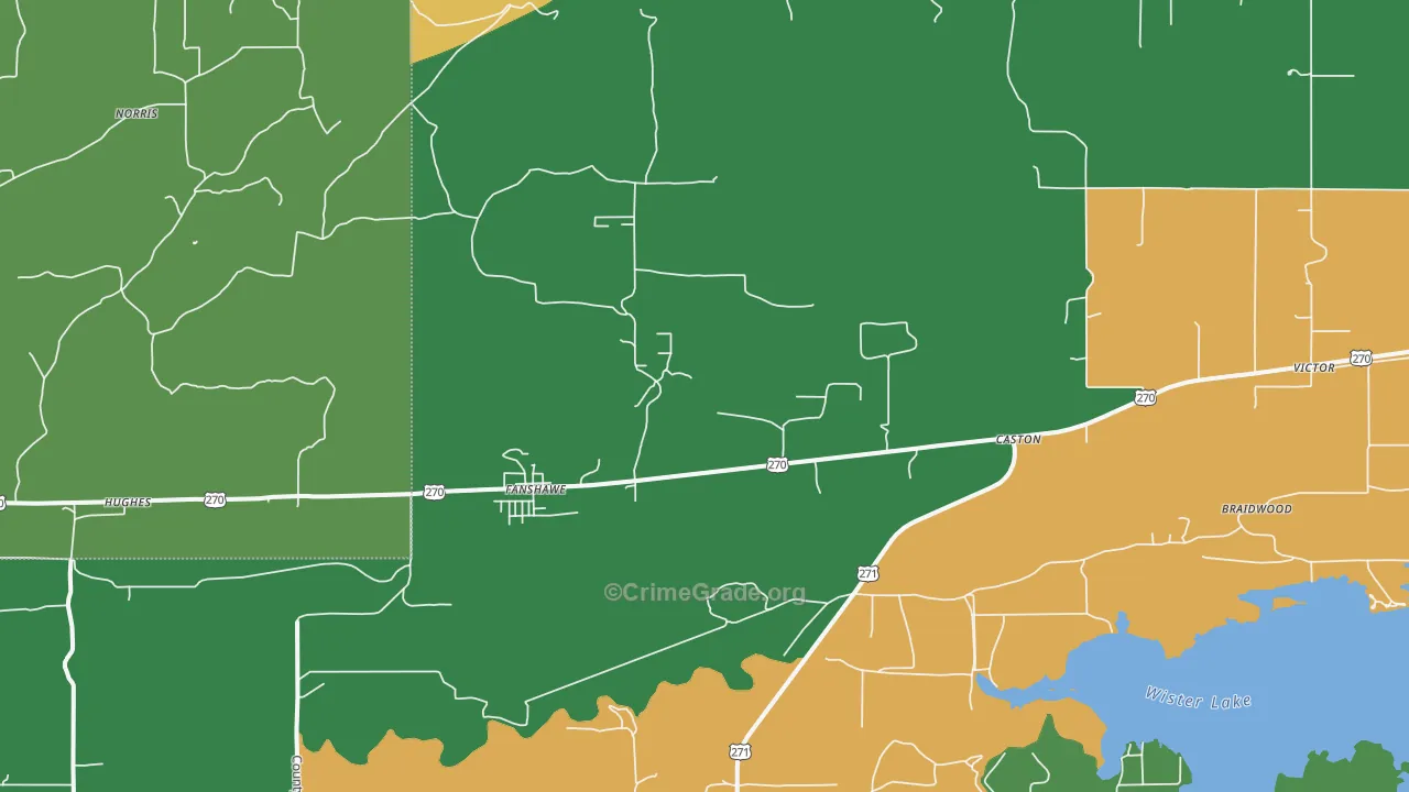 Fanshawe, OK Map of Drug-Related Crime Rates