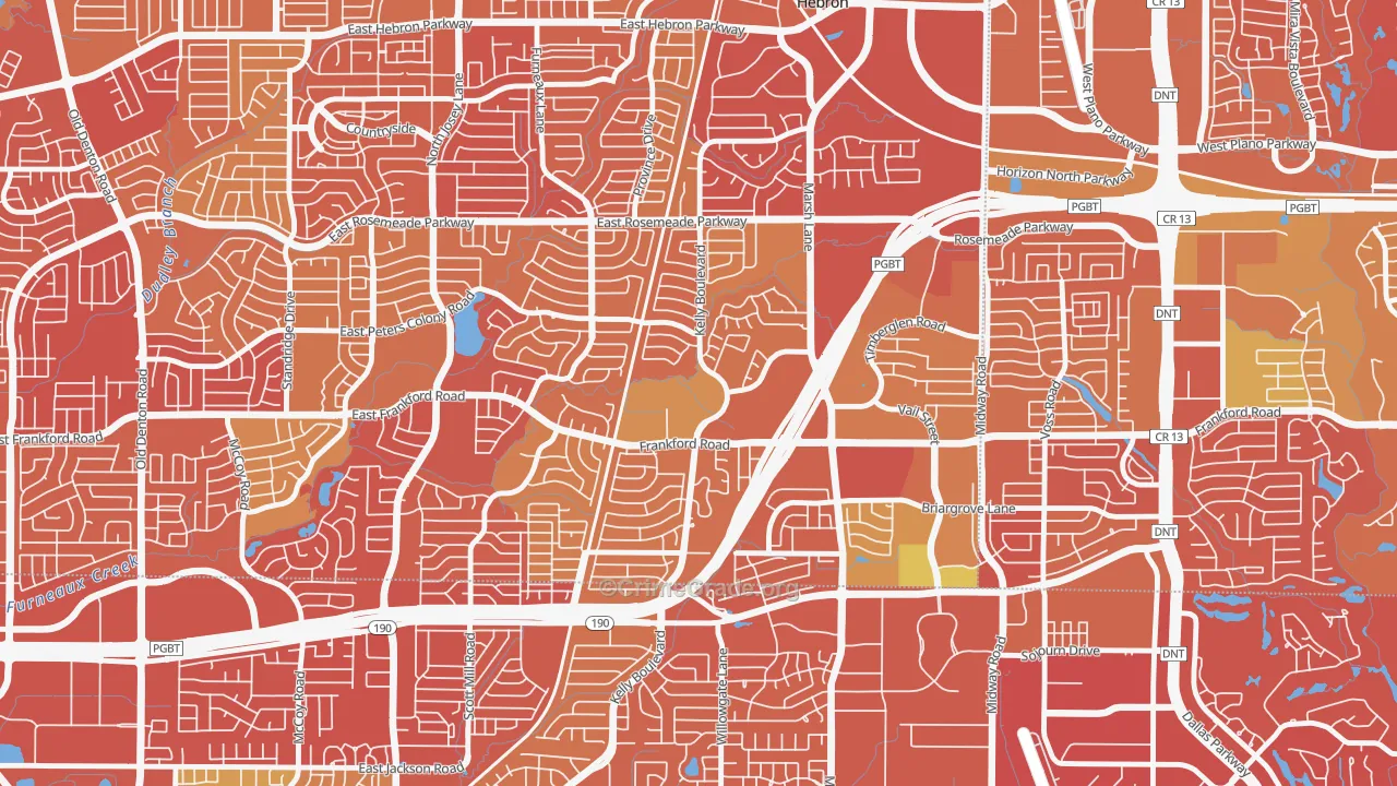 Far North Dallas-Carrollton, Carrollton, TX Map of Drug-Related Crime Rates