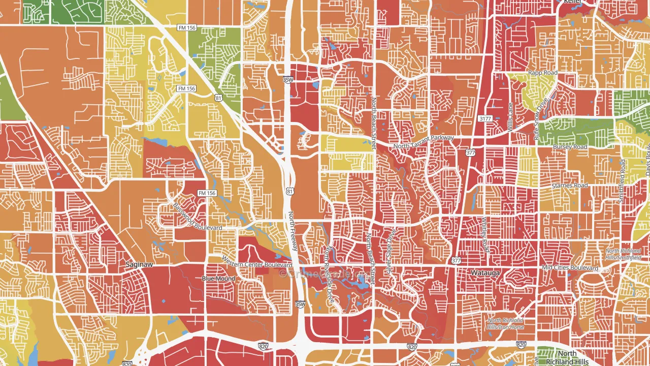 Far North Dallas-Fort Worth, Fort Worth, TX Map of Drug-Related Crime Rates
