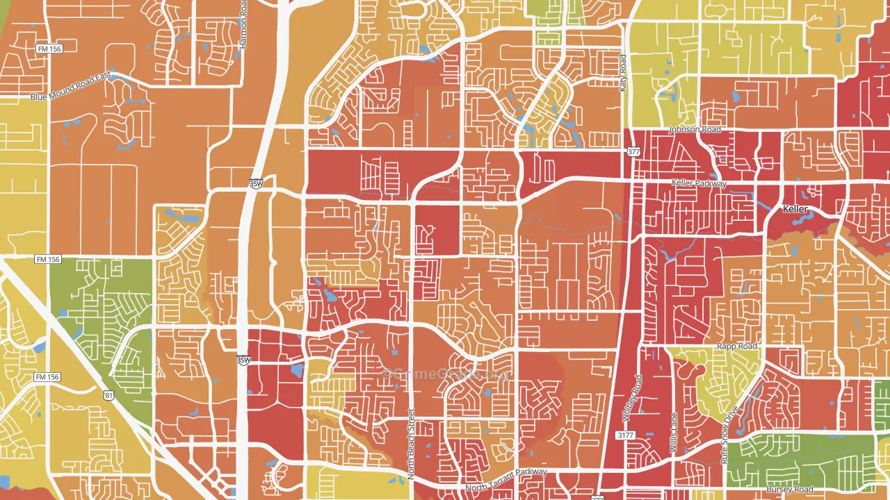 Far North Dallas-Keller, Keller, TX Map of Drug-Related Crime Rates