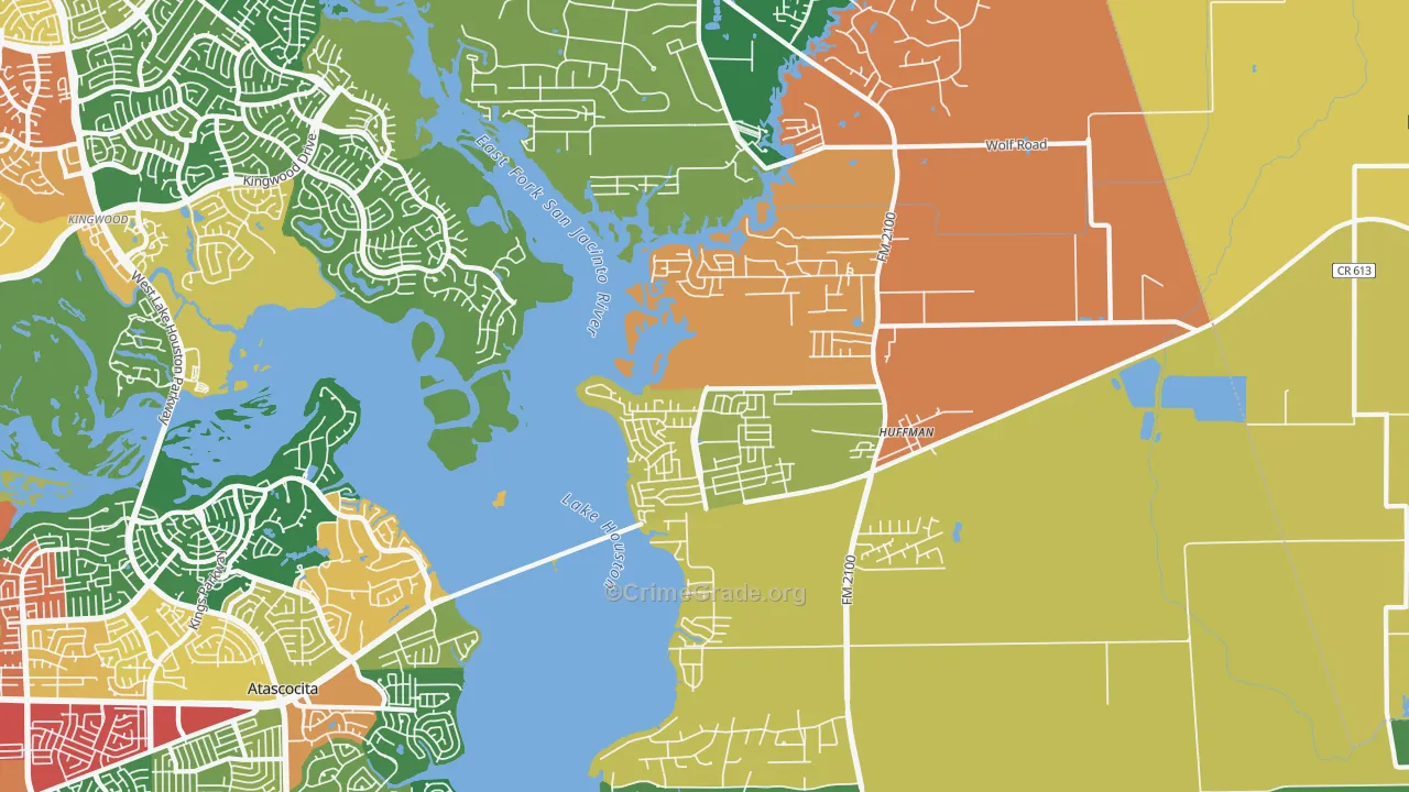 Far Northeast-Huffman, Huffman, TX Map of Drug-Related Crime Rates
