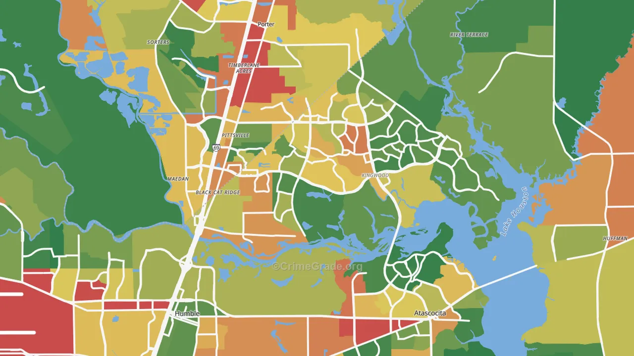 Far Northeast, Humble, TX Map of Drug-Related Crime Rates
