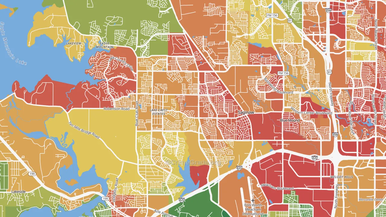 Far Northwest, Fort Worth, TX Map of Drug-Related Crime Rates