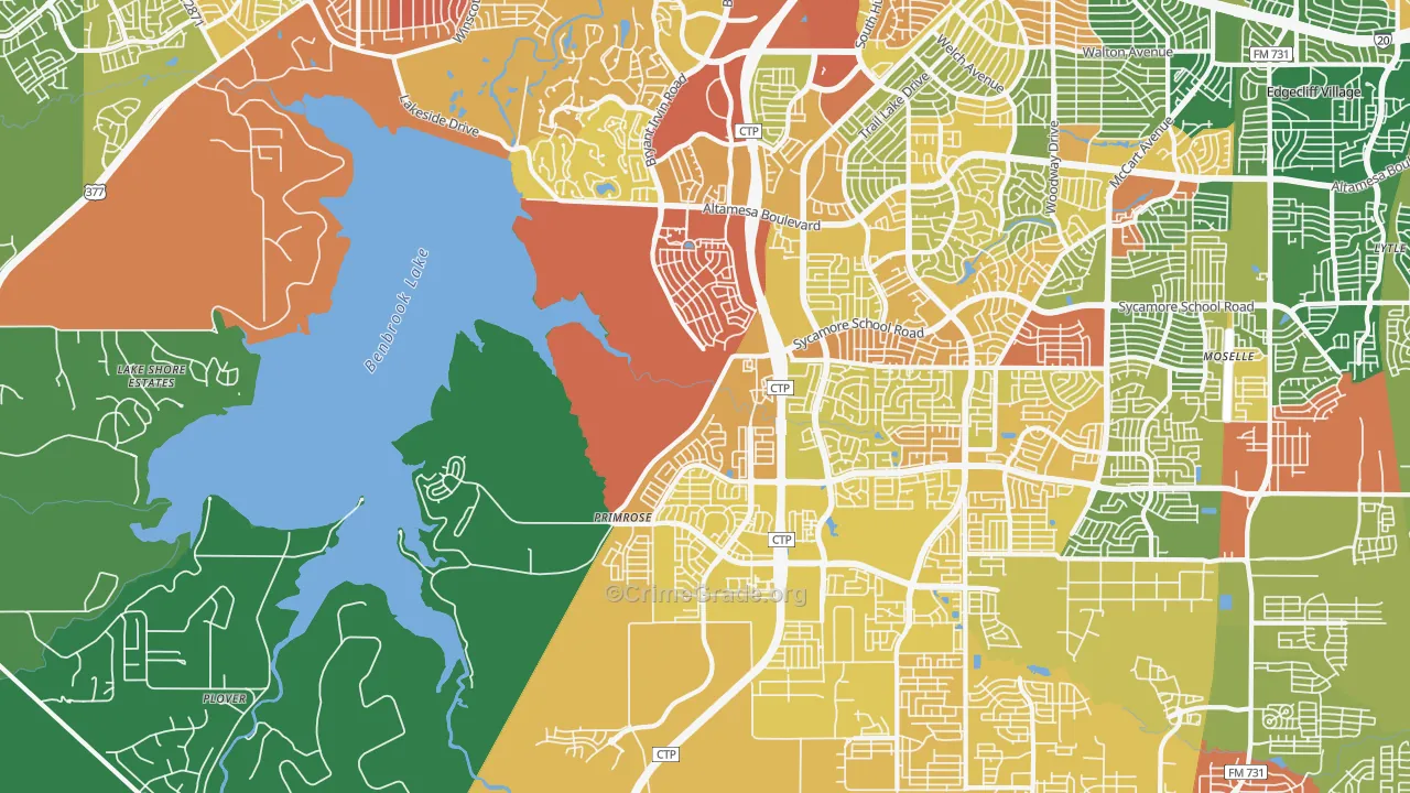 Far Southwest, Fort Worth, TX Map of Drug-Related Crime Rates