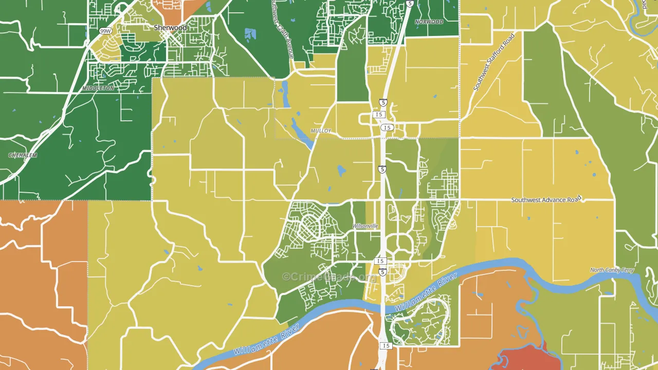 Far West, Wilsonville, OR Map of Drug-Related Crime Rates