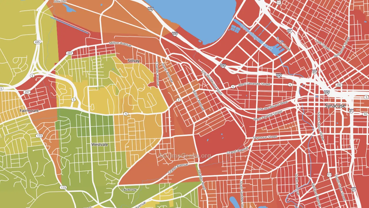 Far Westside, Syracuse, NY Map of Drug-Related Crime Rates