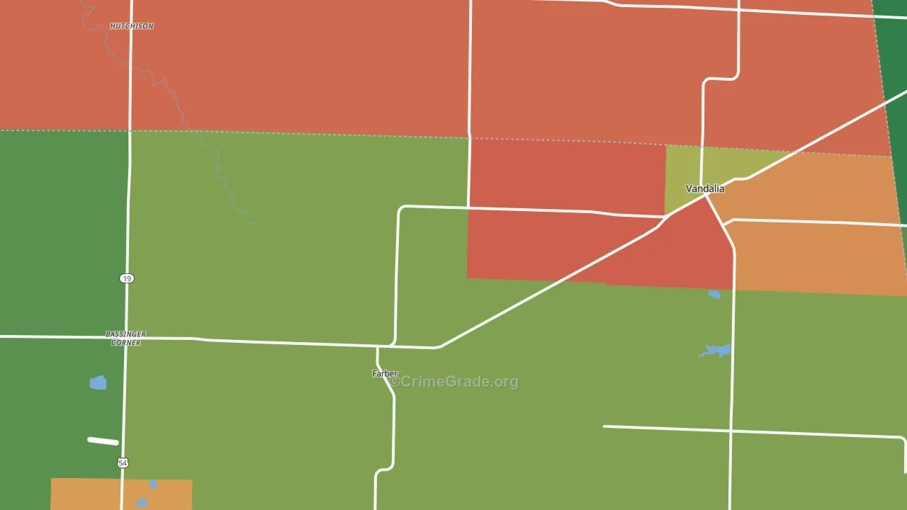 Farber, MO Map of Drug-Related Crime Rates