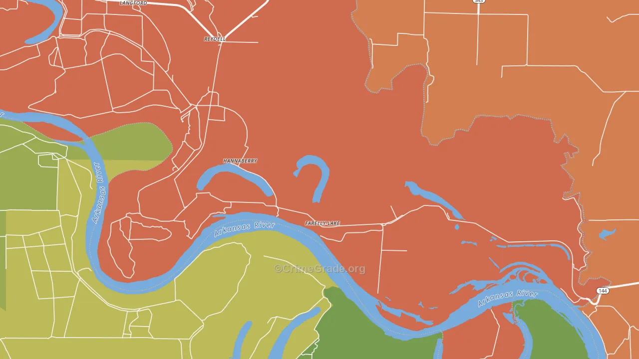 Farelly Lake, AR Map of Drug-Related Crime Rates