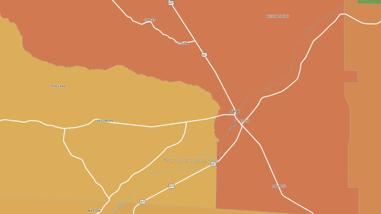 Fargo, GA Map of Drug-Related Crime Rates