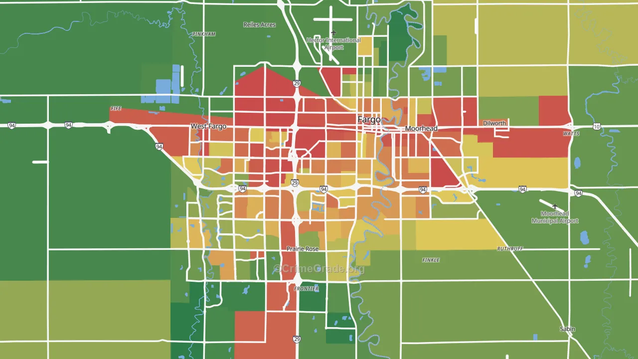 Fargo, ND Map of Drug-Related Crime Rates