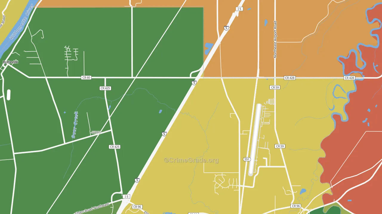 Fargo, OR Map of Drug-Related Crime Rates
