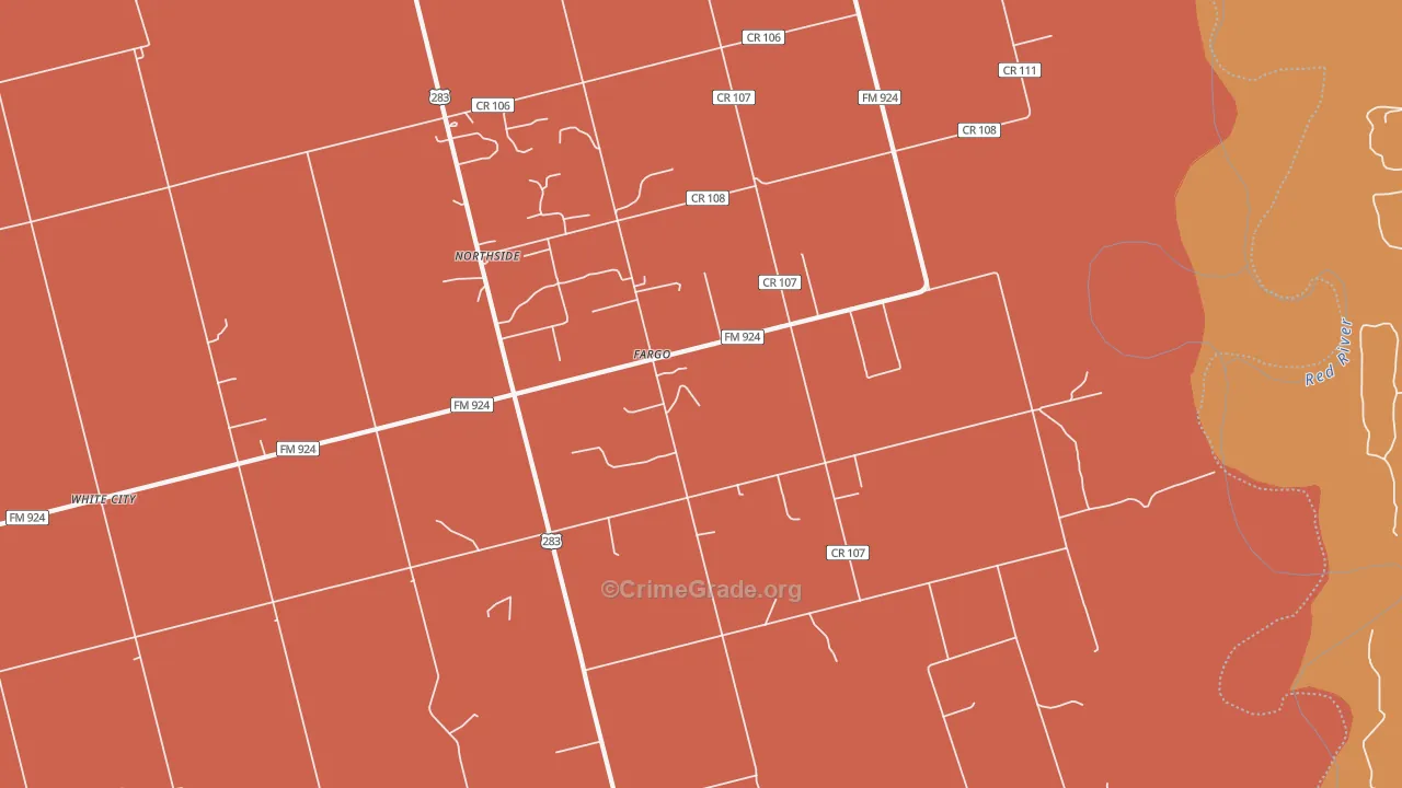 Fargo, TX Map of Drug-Related Crime Rates