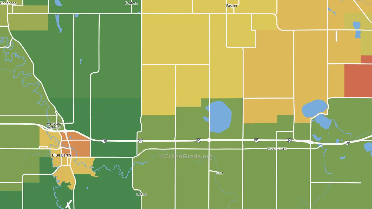 Faribault County, MN Map of Drug-Related Crime Rates