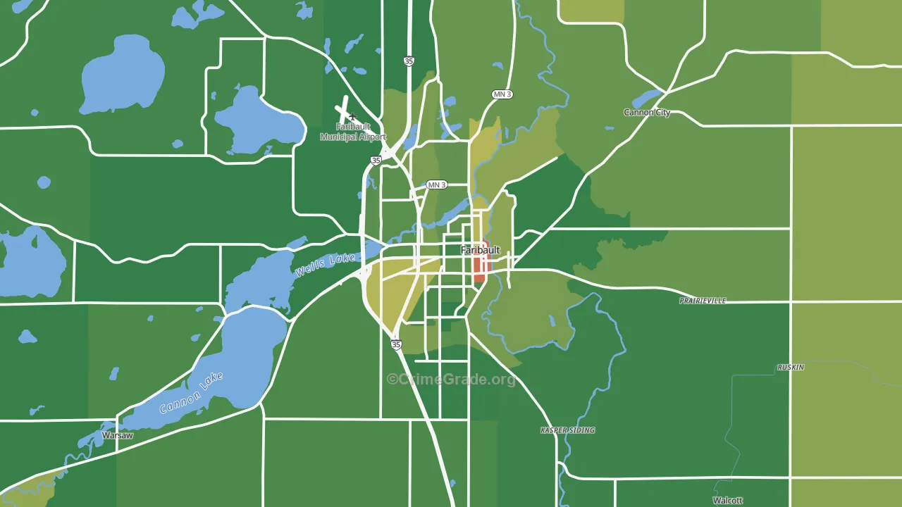 Faribault, MN Map of Drug-Related Crime Rates