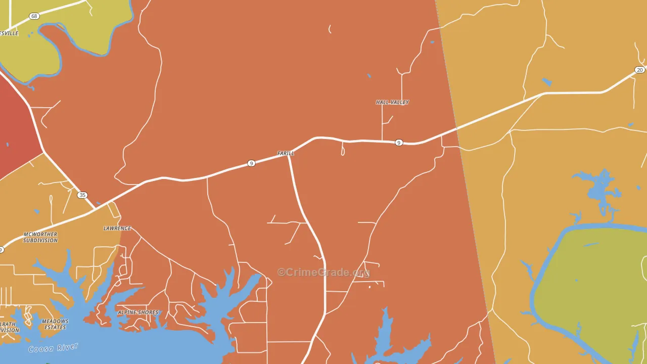 Farill, AL Map of Drug-Related Crime Rates
