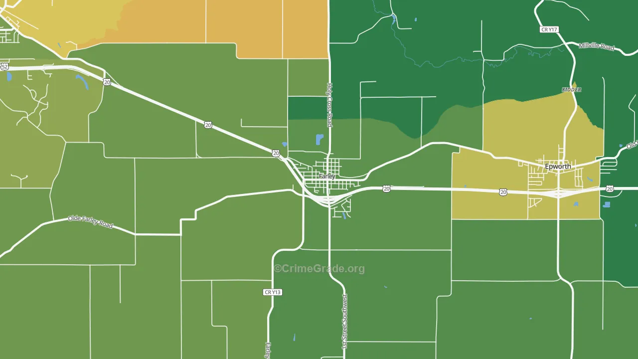 Farley, IA Map of Drug-Related Crime Rates