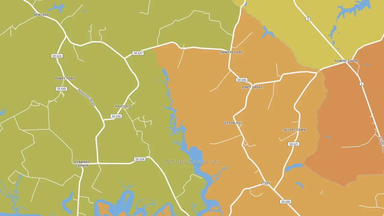 Farmers Fork, VA Map of Drug-Related Crime Rates
