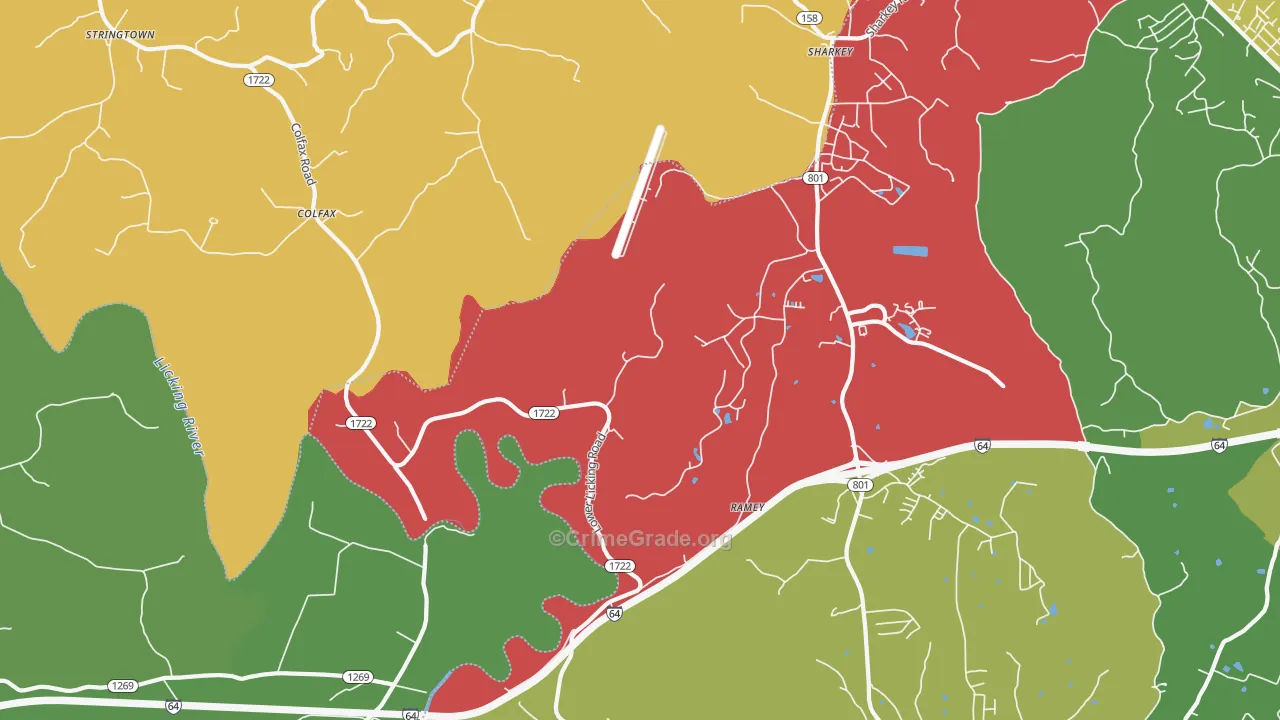 Farmers, KY Map of Drug-Related Crime Rates