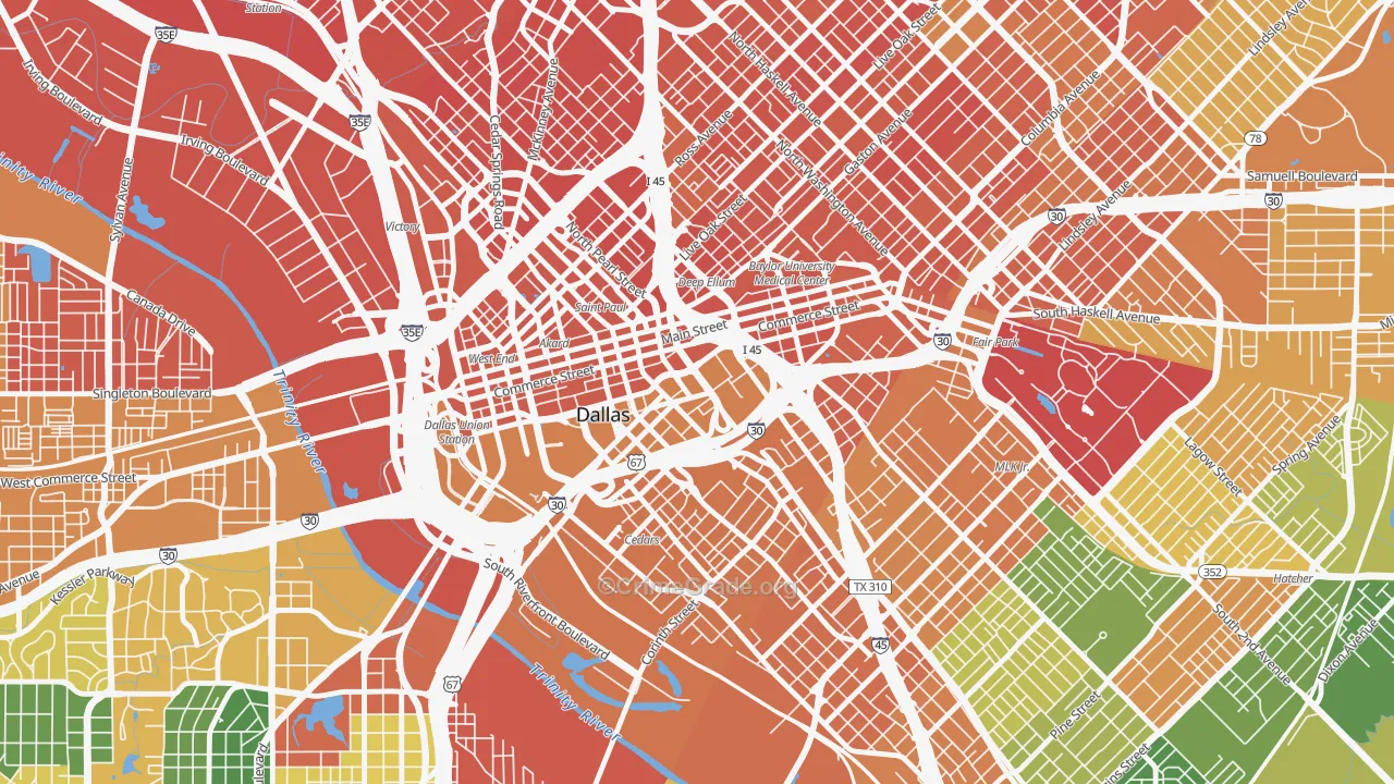 Farmers Market District, Dallas, TX Map of Drug-Related Crime Rates