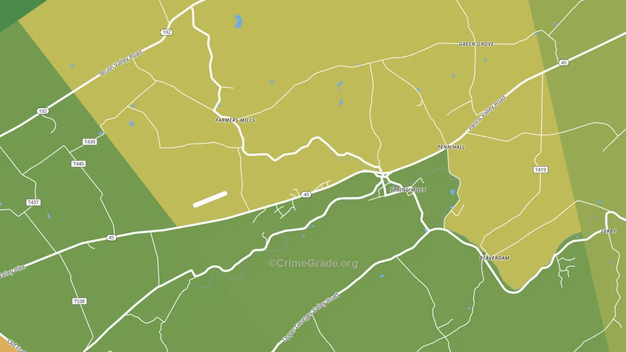 Farmers Mills, PA Map of Drug-Related Crime Rates