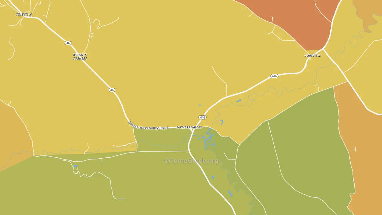Farmers Valley, PA Map of Drug-Related Crime Rates