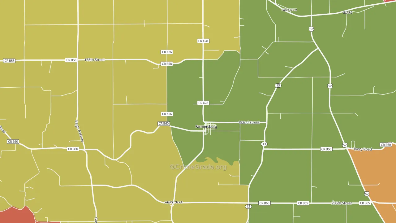 Farmersburg, IA Map of Drug-Related Crime Rates