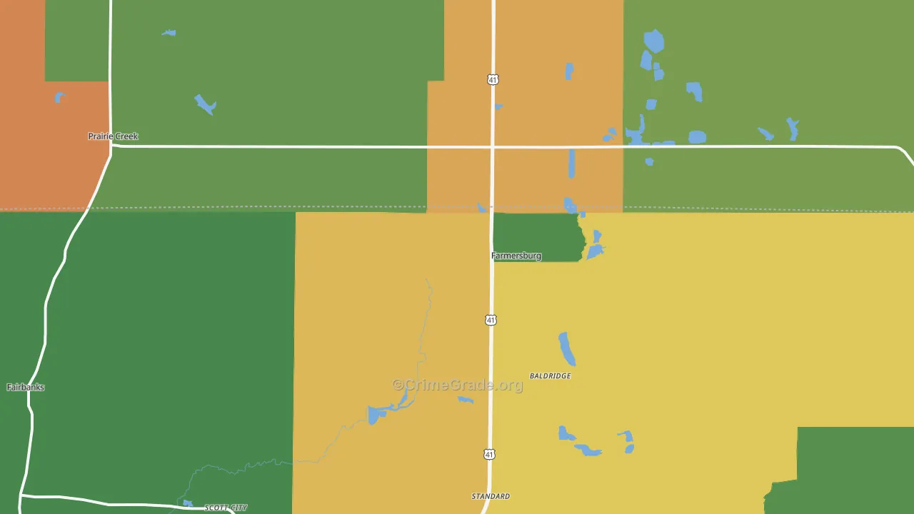 Farmersburg, IN Map of Drug-Related Crime Rates