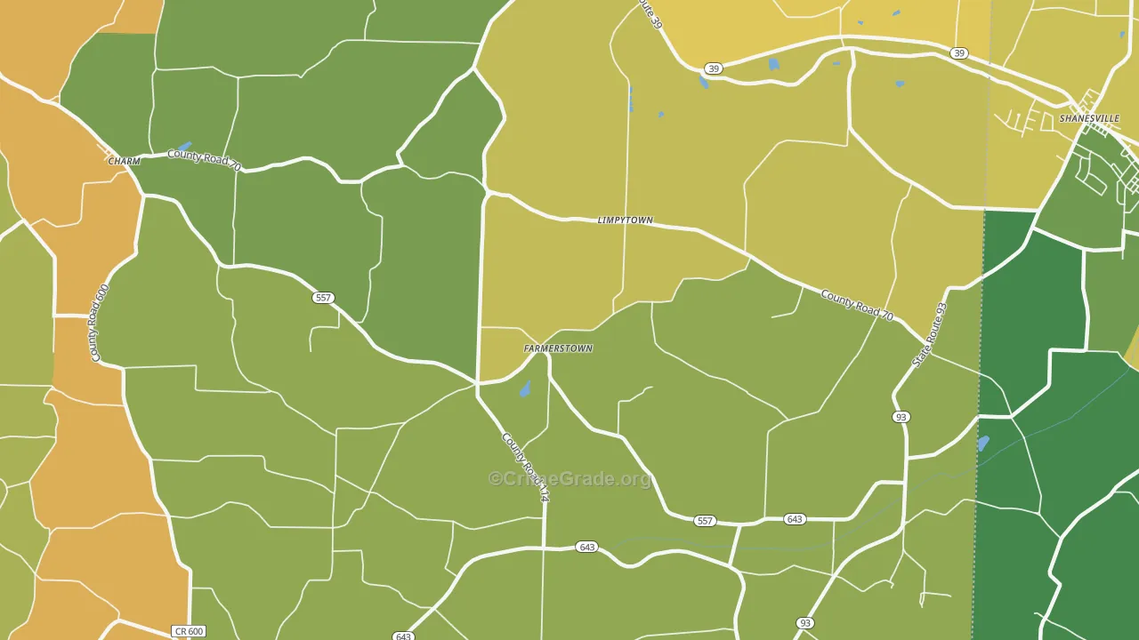 Farmerstown, OH Map of Drug-Related Crime Rates