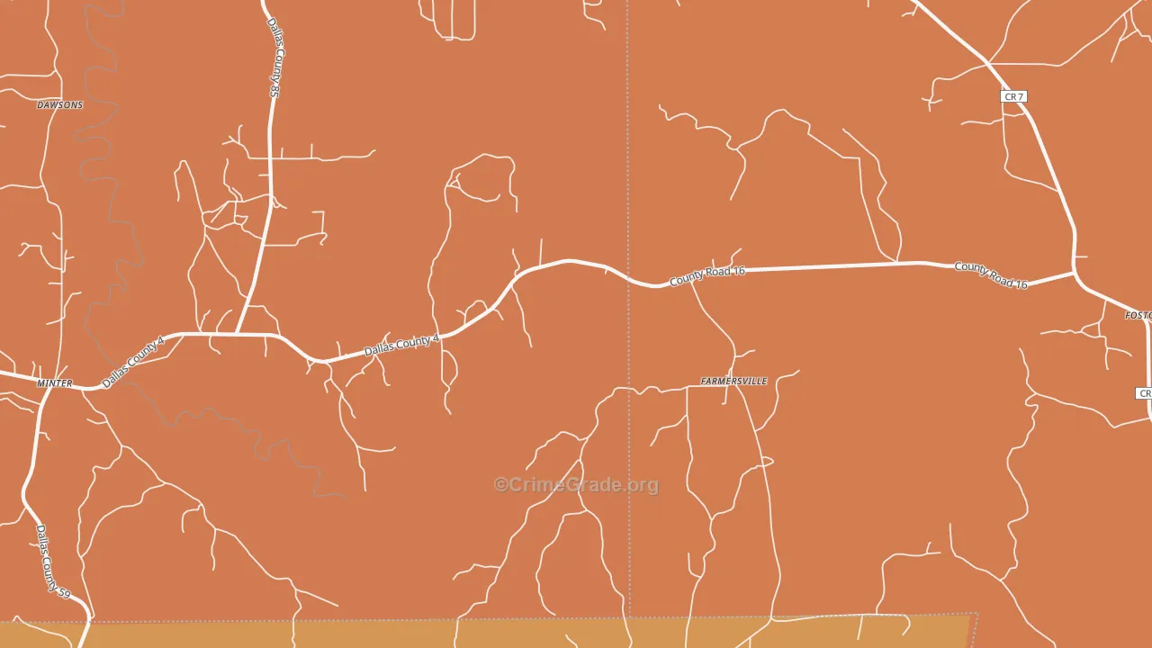 Farmersville, AL Map of Drug-Related Crime Rates