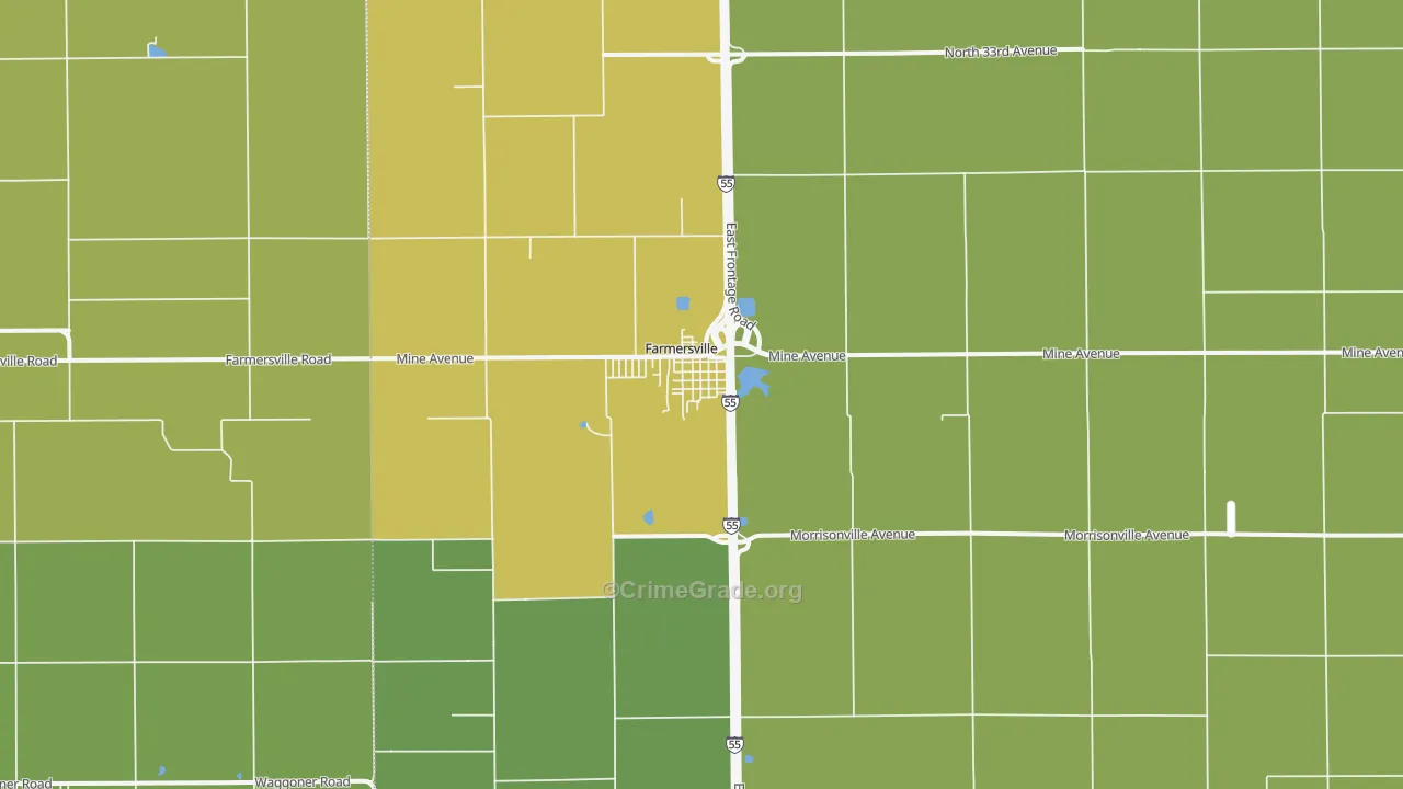 Farmersville, IL Map of Drug-Related Crime Rates