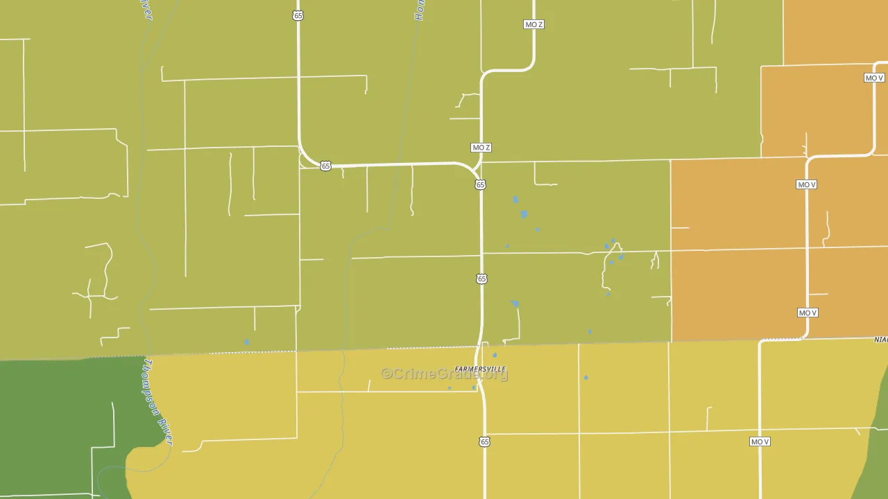 Farmersville, MO Map of Drug-Related Crime Rates