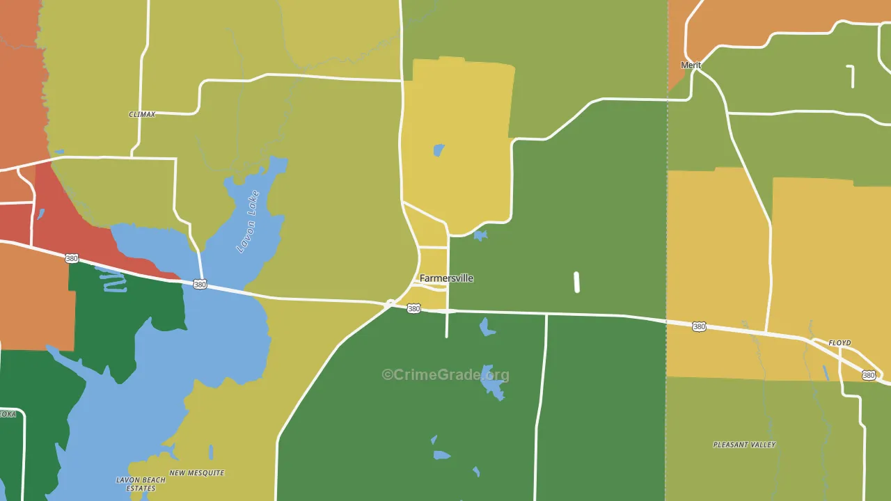 Farmersville, TX Map of Drug-Related Crime Rates