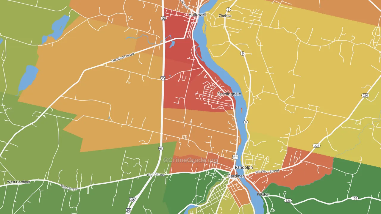 Farmingdale, ME Map of Drug-Related Crime Rates