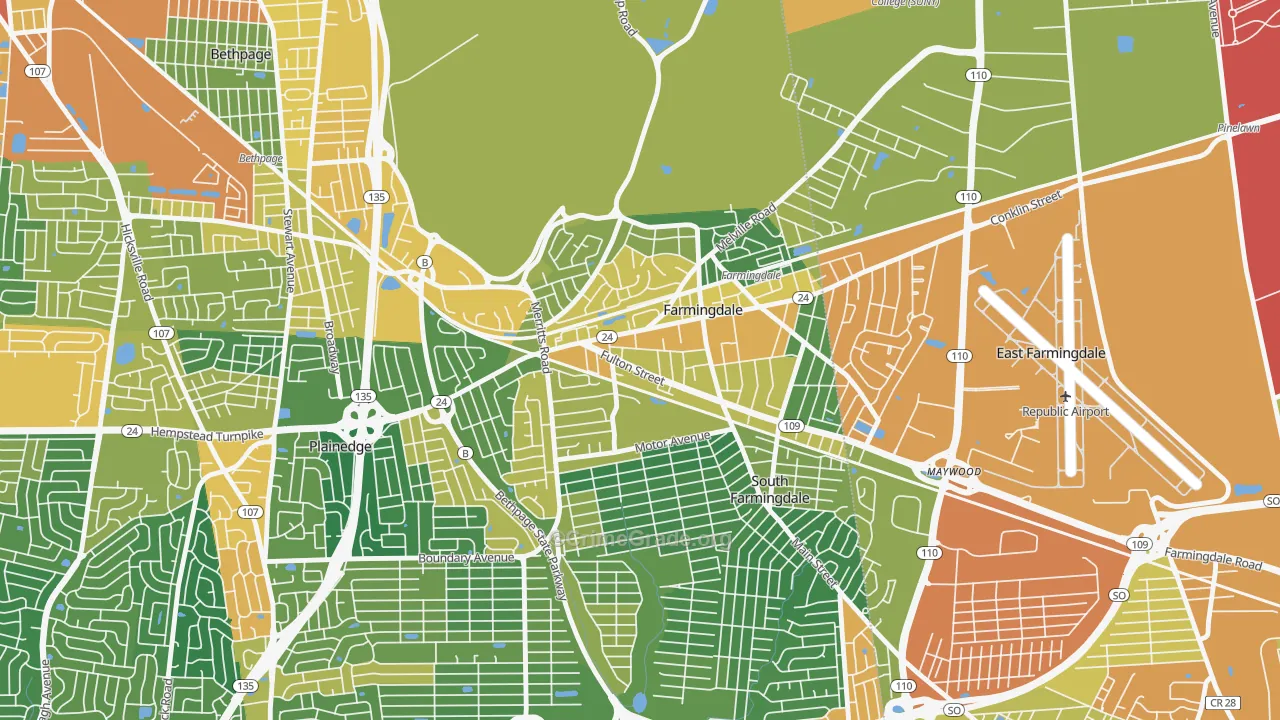 Farmingdale, NY Map of Drug-Related Crime Rates