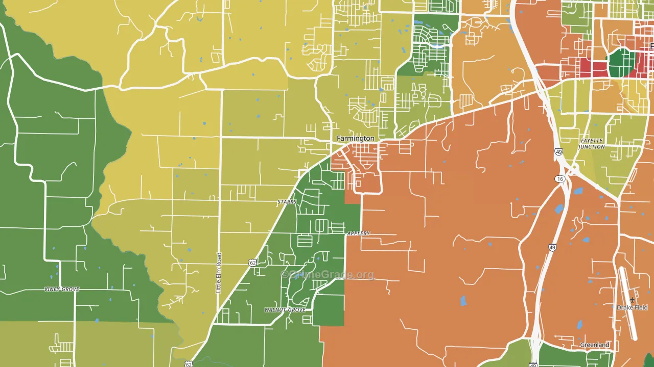 Farmington, AR Map of Drug-Related Crime Rates