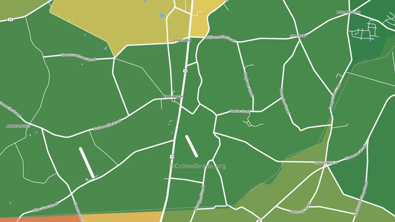 Farmington, DE Map of Drug-Related Crime Rates
