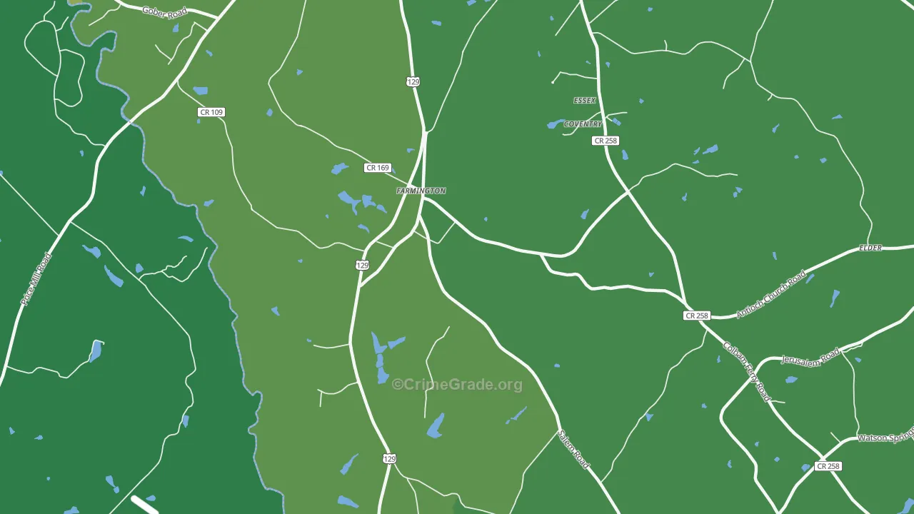 Farmington, GA Map of Drug-Related Crime Rates