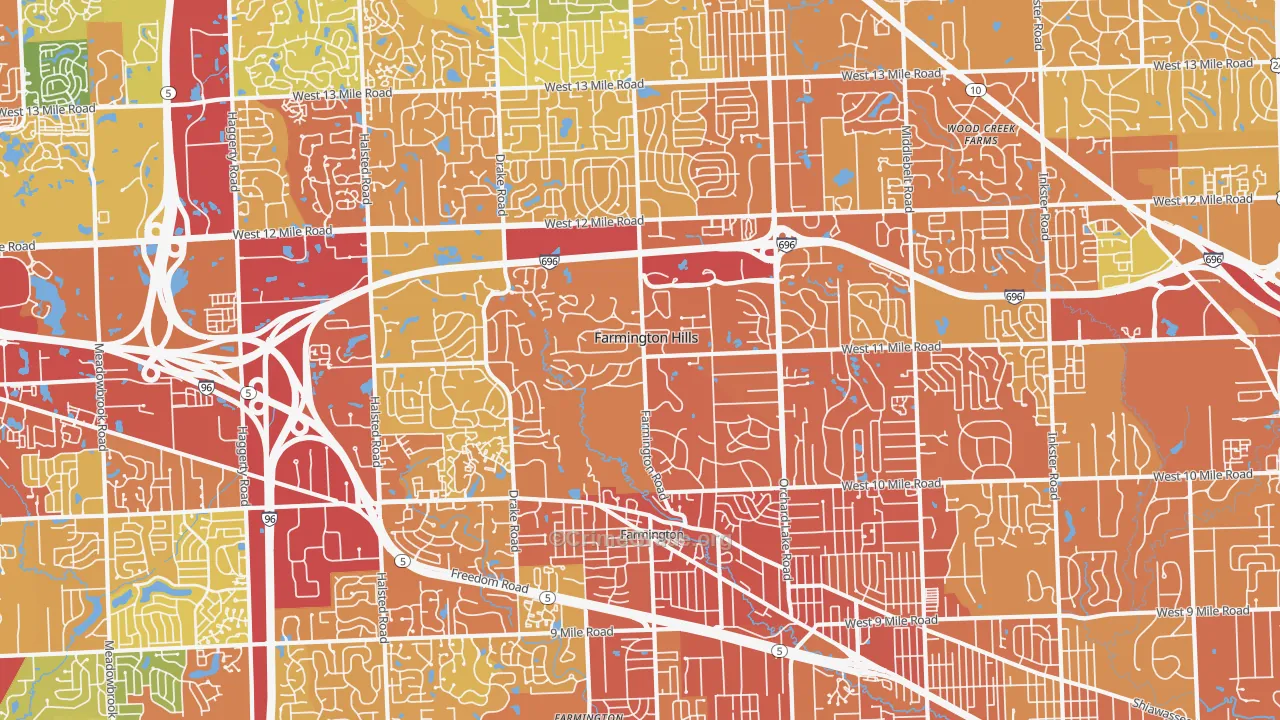 Farmington Hills, MI Map of Drug-Related Crime Rates