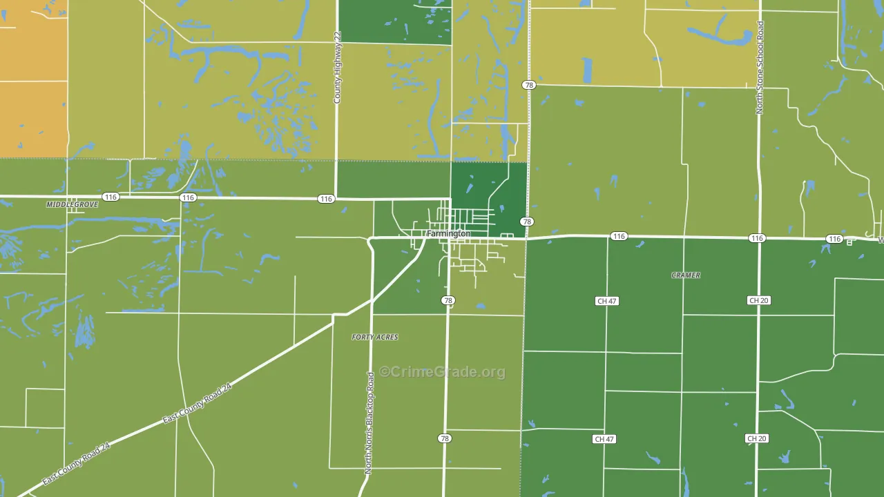 Farmington, IL Map of Drug-Related Crime Rates